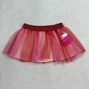 Way to Celebrate! Little Girl Red/Pink Tutu Skirt Glitter Elastic Waist 18M NWT